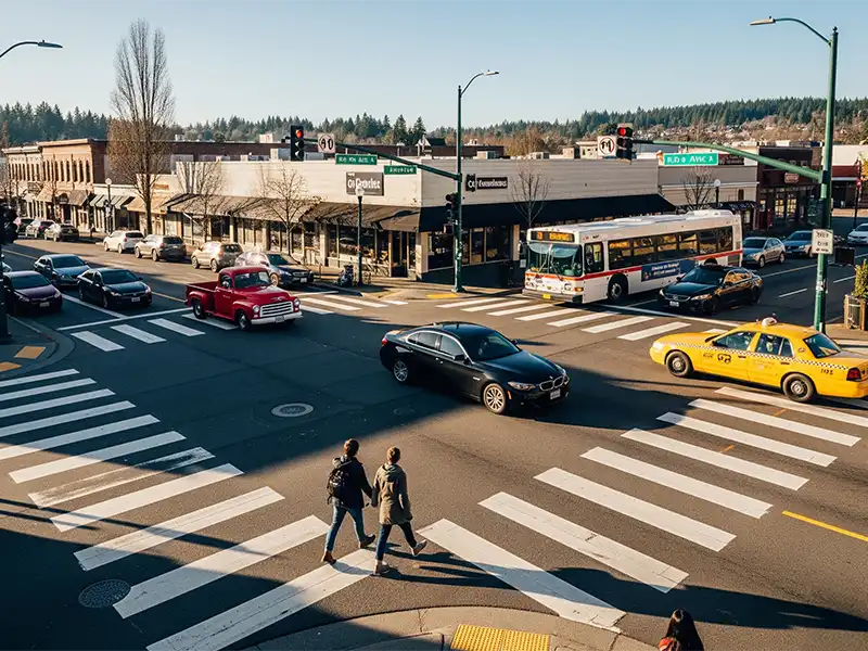 Downtown Olympia crosswalk where pedestrian safety is a concern