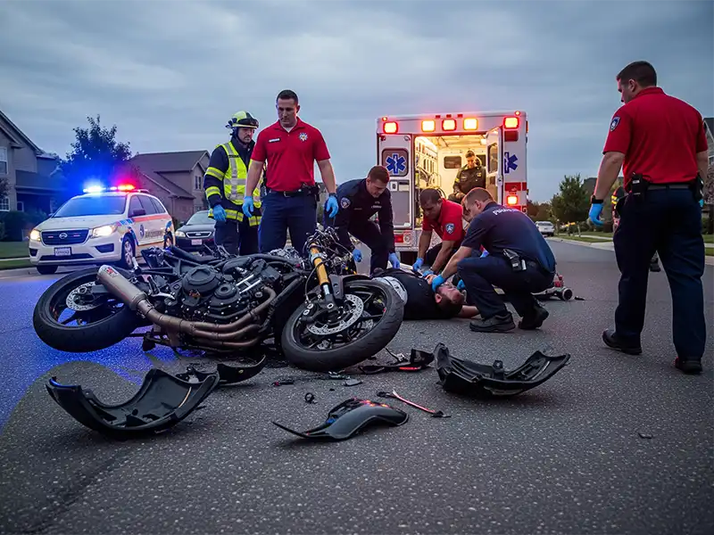 The scene of a motorcycle accident in Olympia, WA